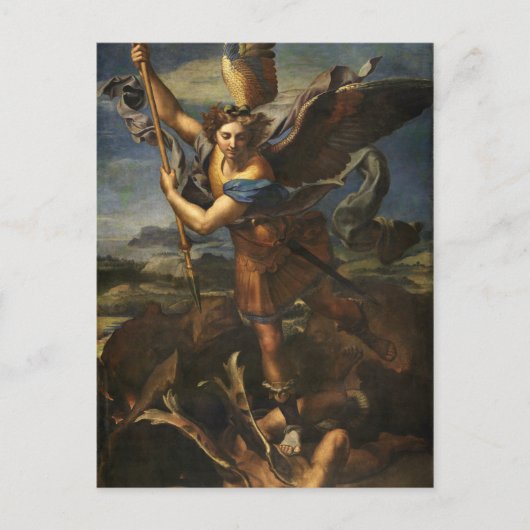 St. Michael und der Satan - Raphael Postkarte (Vorderseite)
