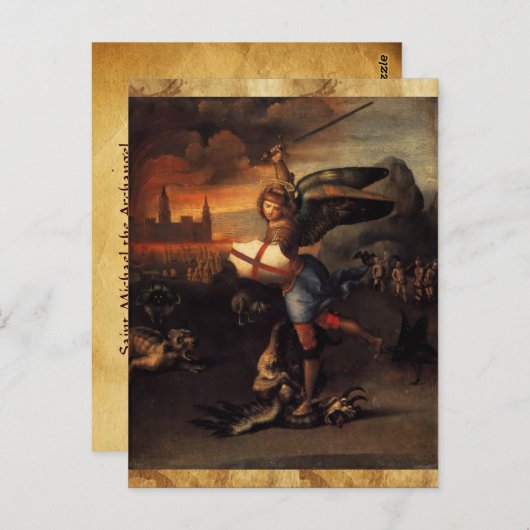 St. Michael und Dragon-Gebetskarte Postkarte (Vorne/Hinten)
