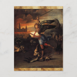 St. Michael und Dragon-Gebetskarte Postkarte