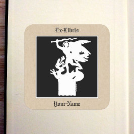 St. Michael und Dragon (in Weiß) Buchzeichen Quadratischer Aufkleber