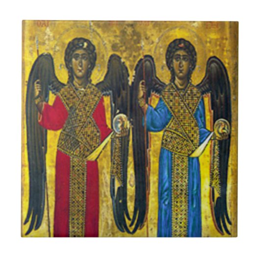 St. Michael und St. Gabriel Icon Keramik Tile Fliese (Vorderseite)