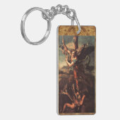 ST. MICHAEL VANGUISHING SATAN Gebet-Pergament Schlüsselanhänger (Vorderseite links)