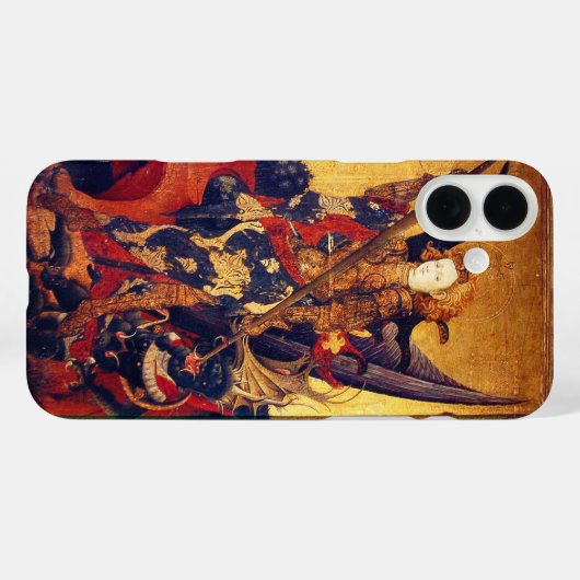St. Michael Vanquishing Devil as Mittelalterlicher Case-Mate iPhone Hülle (Rückseite (Horizontal))
