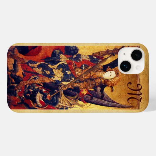 St. Michael Vanquishing Devil as Mittelalterlicher Case-Mate iPhone Hülle (Rückseite (Horizontal))