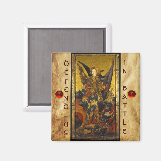 St. Michael Vanquishing Devil as Mittelalterlicher Magnet (Vorderseite/Rückseite)