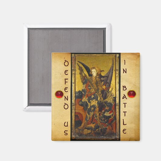 St. Michael Vanquishing Devil as Mittelalterlicher Magnet (Vorderseite/Rückseite)