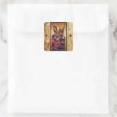 St. Michael Vanquishing Devil as Mittelalterlicher Quadratischer Aufkleber (Tasche)