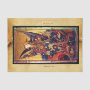 St. Michael Vanquishing Devil as Mittelalterlicher Seidenpapier