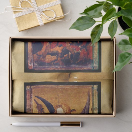 St. Michael Vanquishing Devil as Mittelalterlicher Seidenpapier (Geschenk)