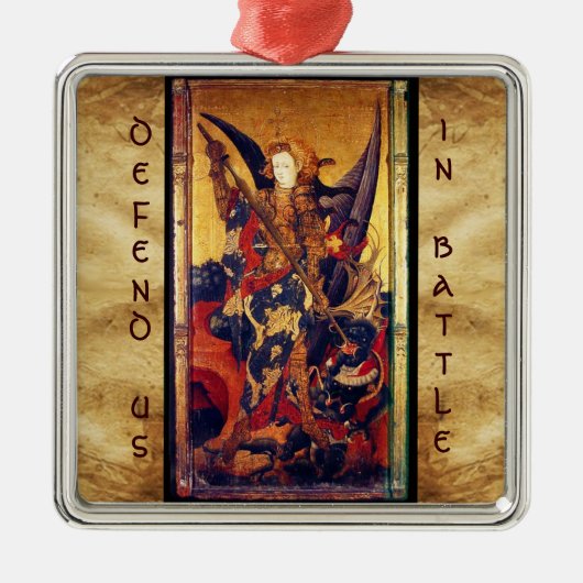 St. Michael Vanquishing Devil as Mittelalterlicher Silbernes Ornament (Vorne)