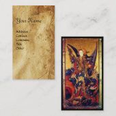 St. Michael Vanquishing Devil as Mittelalterlicher Visitenkarte (Vorne/Hinten)