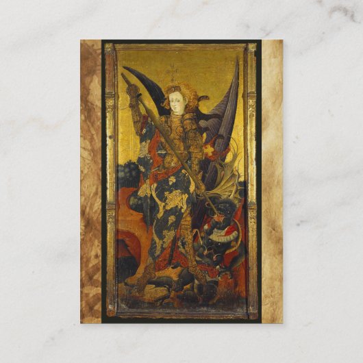 St. Michael Vanquishing Devil as Mittelalterlicher Visitenkarte (Rückseite)