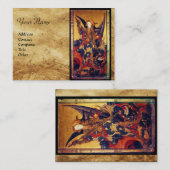 St. Michael Vanquishing Devil as Mittelalterlicher Visitenkarte (Vorne/Hinten)