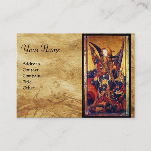 St. Michael Vanquishing Devil as Mittelalterlicher Visitenkarte (Vorderseite)
