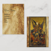 St. Michael Vanquishing Devil as Mittelalterlicher Visitenkarte (Vorne/Hinten)