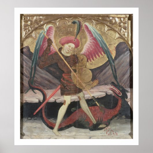 St Michael Vanquishing Evil, c.1480 (tempera on pa Poster (Vorne)