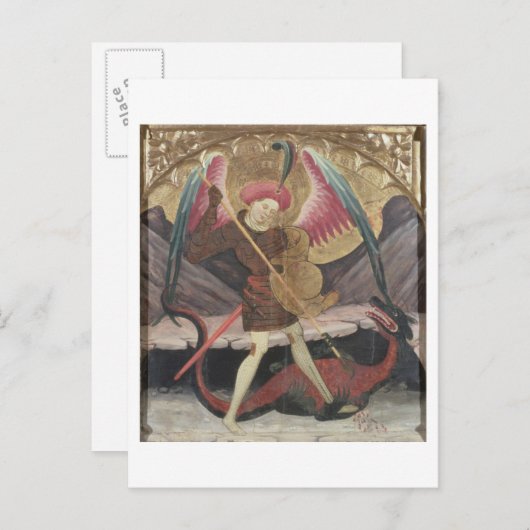 St Michael Vanquishing Evil, c.1480 (tempera on pa Postkarte (Vorne/Hinten)