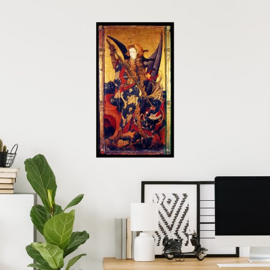 St. Michael Vanquising Devil as Mittelalterlicher  Poster (Heimbüro)
