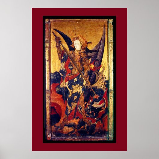 St. Michael Vanquising Devil as Mittelalterlicher Poster (Vorne)