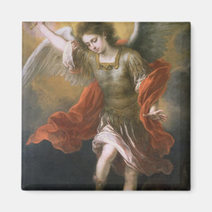 St Michael verbannt den Teufel zum Abgrund Magnet