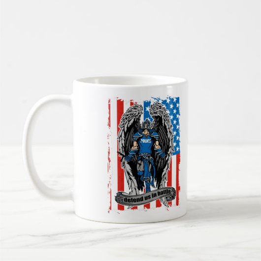 St Michael verteidigen uns in der Kampf-Polizei Kaffeetasse (Links)