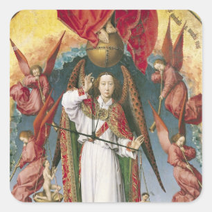 St Michael, welches die Soule wiegt Quadratischer Aufkleber