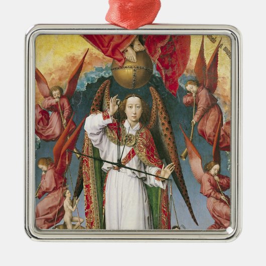 St Michael, welches die Soule wiegt Silbernes Ornament (Vorne)