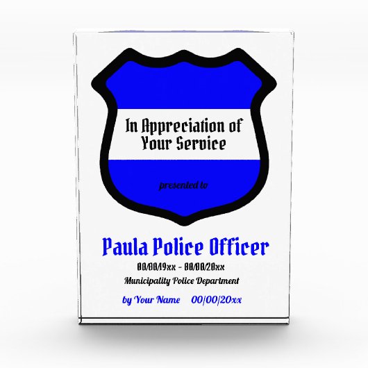 St. Michael's Shield Service Recognition Fotoblock (Vorderseite)