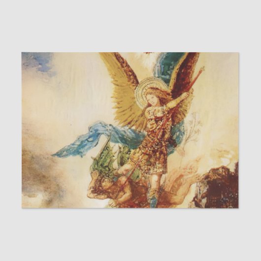 “St Micheal Vanquishing Satan” by Gustave Moreau Seidenpapier (Vorderseite)