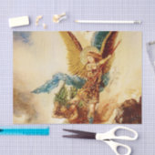 “St Micheal Vanquishing Satan” by Gustave Moreau Seidenpapier (Handwerk)