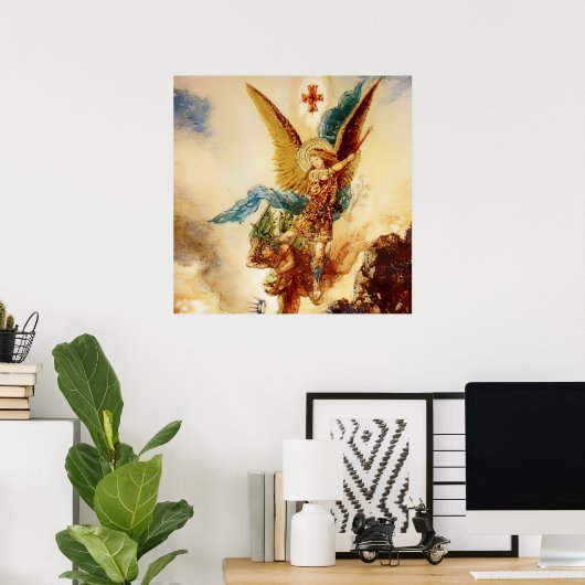 "St Micheal Vanquishing Satan" von Gustave Moreau Poster (Heimbüro)
