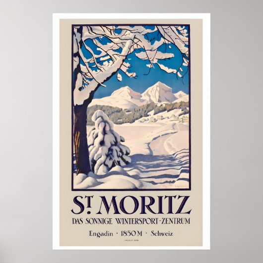 St. Moritz Engadin 1850m Schweiz Wintersport Poster (Vorne)