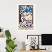 St. Moritz Engadin 1850m Schweiz Wintersport Poster (Heimbüro)