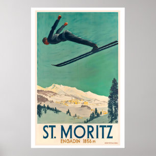 St. Moritz Engadin Schweiz Vintage Reise Poster