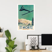 St. Moritz Engadin Schweiz Vintage Reise Poster (Heimbüro)