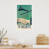 St. Moritz Engadin Schweiz Vintage Reise Poster (Küche)