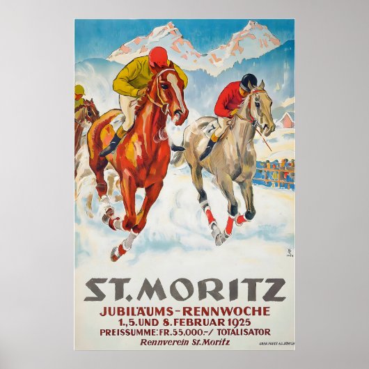 St Moritz Jubiläums-Rennwoche 1925 Schweiz Poster (Vorne)