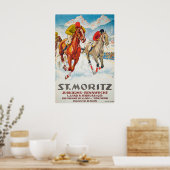 St Moritz Jubiläums-Rennwoche 1925 Schweiz Poster (Küche)