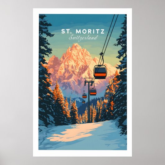 St Moritz Reiseplakat - Schweiz 1 Poster (Vorne)