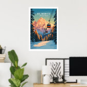 St Moritz Reiseplakat - Schweiz 1 Poster (Heimbüro)