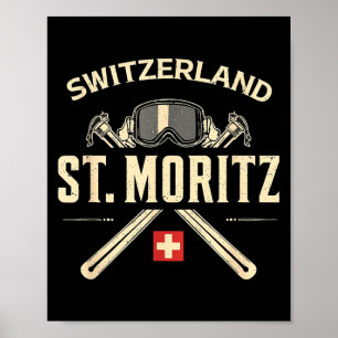 St Moritz Schweiz Alpen Ski Vintage Schweizer Poster