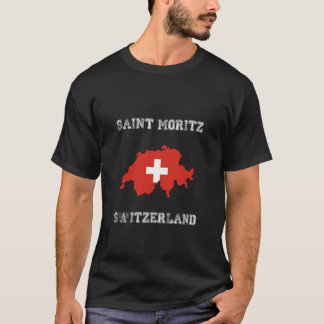 St. Moritz Schweiz Vintage Schweiz Flagge  T-Shirt