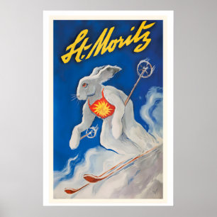 St Moritz Schweiz Vintage-Ski-Poster Poster