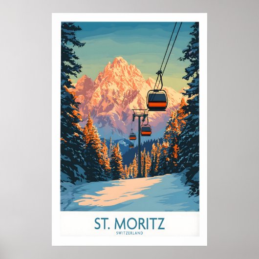 St Moritz Ski Druck - Schweiz 1 Poster (Vorne)