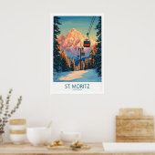 St Moritz Ski Druck - Schweiz 1 Poster (Küche)