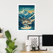 St Moritz Ski Poster - Schweiz 1 (Heimbüro)