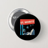 St. Moritz Skifahren - Retro St. Moritz Ski Button (Vorne & Hinten)