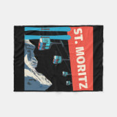 St. Moritz Skifahren - Retro St. Moritz Ski Fleecedecke (Vorderseite (Horizontal))