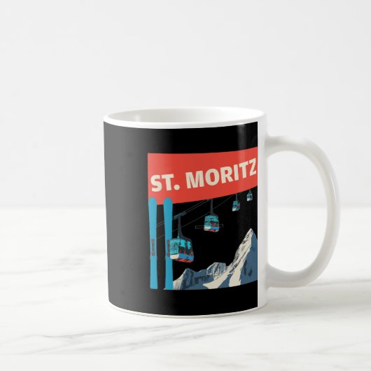 St. Moritz Skifahren - Retro St. Moritz Ski Kaffeetasse (Rechts)