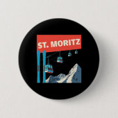 St. Moritz Skiing - Retro St. Moritz Ski  Button (Vorderseite)